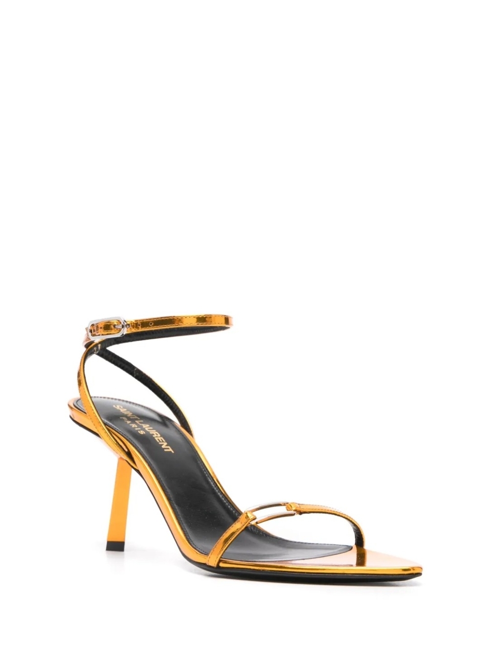 YSL Saint Laurent Metallic Gold Tangerine Kitty Sandal